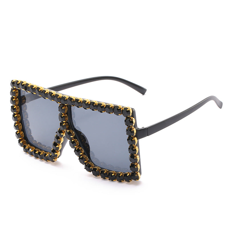 Wholesale PC Diamond Large Square Frame Sunglasses
